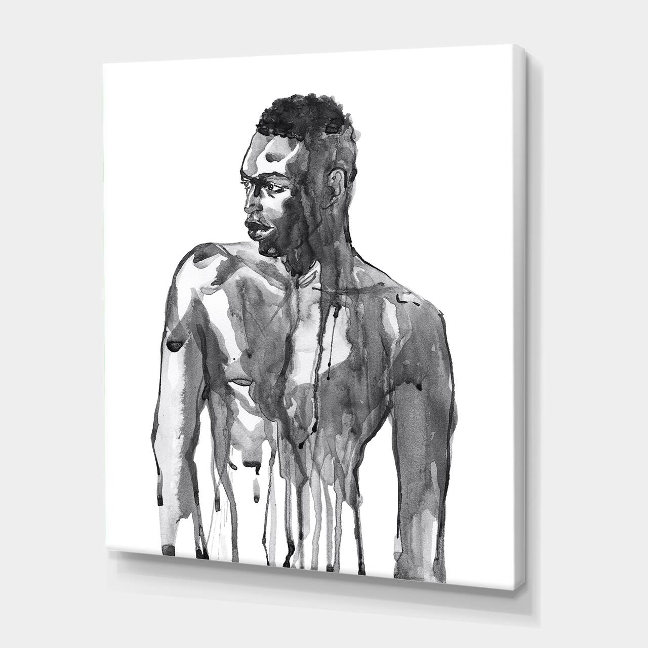 Designart - Handsome African Man Portrait On White I - Modern Canvas Wall Art Print